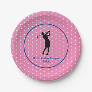 Women's Pink Polkadot Golf Party Plate