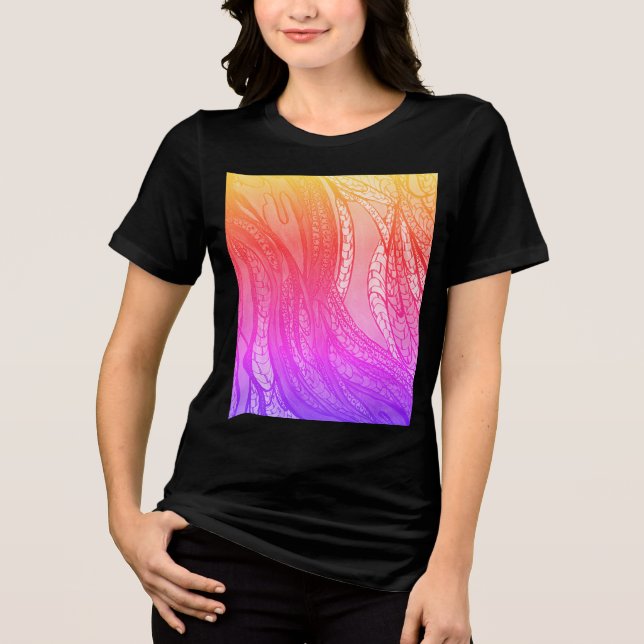 women's pink rainbow harvest Tri-Blend shirt (Front)