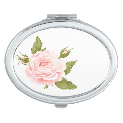 Womens Pink Rose Compact Mirror