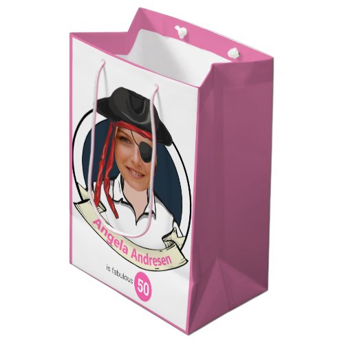 Womens Pirate Birthday Funny 50th Face Great  Medium Gift Bag