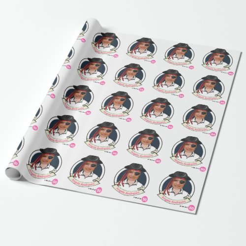 Womens Pirate Birthday Funny Add your Face Great Wrapping Paper