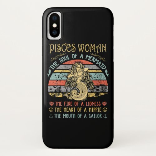 Womens Pisces Woman The Soul Of A Mermaid Vintage iPhone X Case