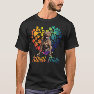 Womens Pitbull Mama Funny Dog Lover Pittie Dog Paw T-Shirt