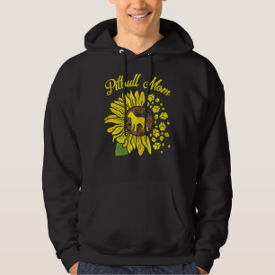 Womens Pitbull Mom Sunflower Paw Pittie Dog Owner Hoodie