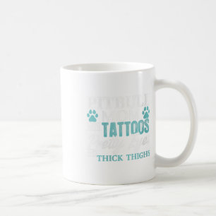 Womens Pitbull Mom Tattoos Dog Lover Funny Mothers Coffee Mug