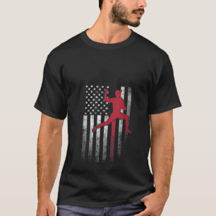 Womens Pitcher Baseball 4th of July American Flag T-Shirt