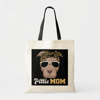 Womens Pittie Mom Dog Leopard  Tote Bag