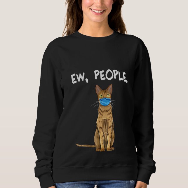 Womens Pixiebob Ew People  Cat Wearing Face Mask Sweatshirt (Front)