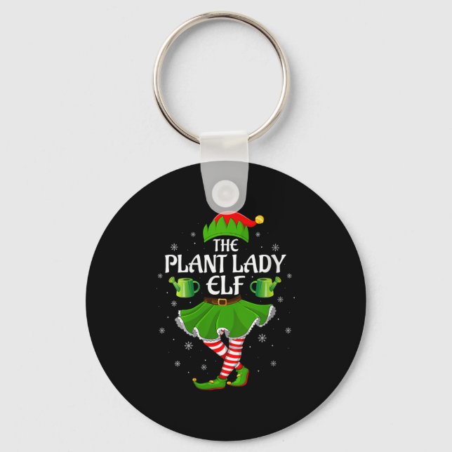Womens Plant Lady Elf Christmas Family Girls Women Keychain (Front)