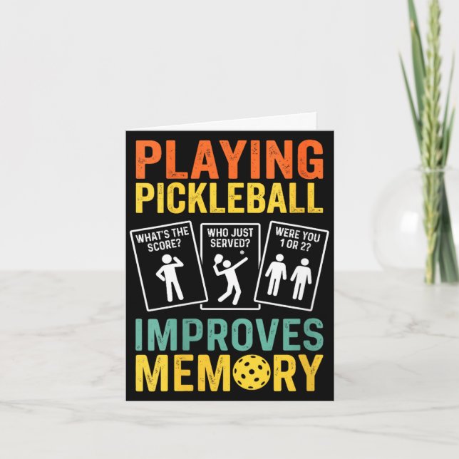 Womens playing pickleball improves memory funny card (Front)