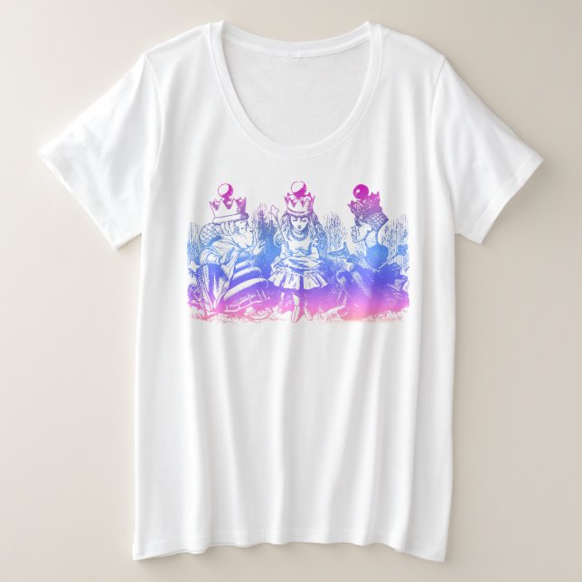 Women's Plus Alice in Wonderland Three Queens Art Size T-Shirt (Design Front)