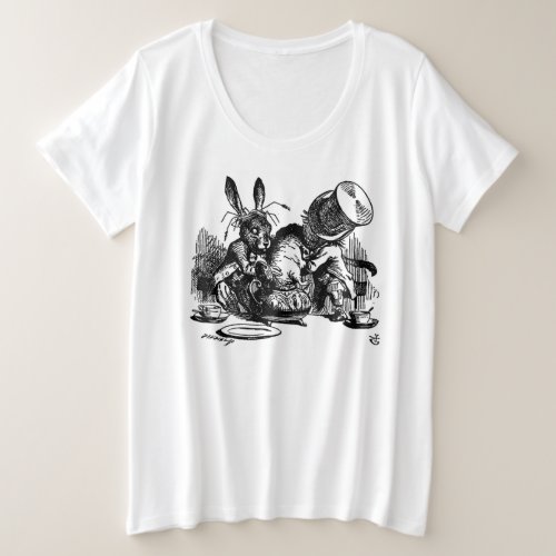 Womens Plus Mad Hatter Alice in Wonderland Teapot Plus Size T_Shirt