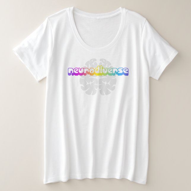 Women's Plus Mental Health Rainbow Neurodiverse Plus Size T-Shirt (Design Front)