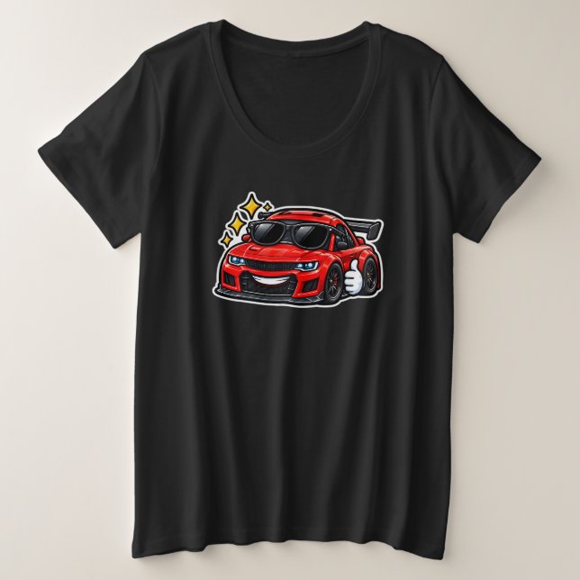    Women's Plus Size Funny Car Tee | Black  (Design Front)