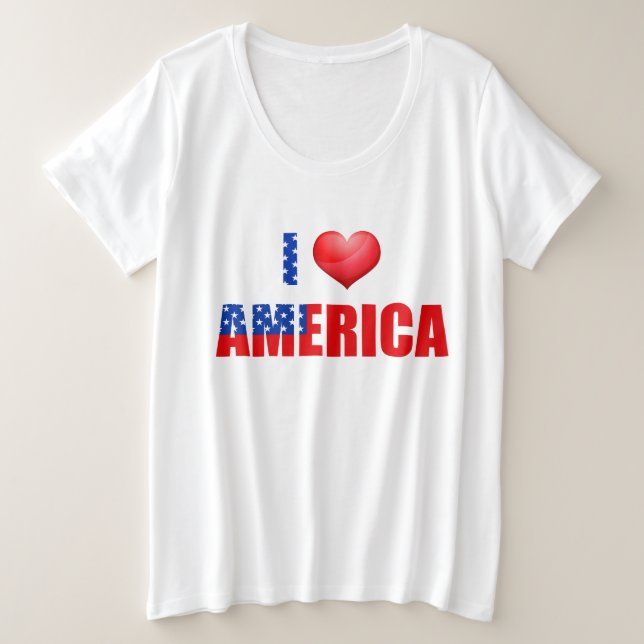 Women's Plus Size T-Shirt-I Love America Plus Size T-Shirt (Design Front)