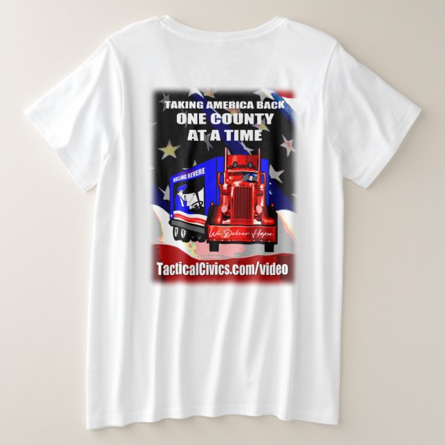 Women's Plus Size TacticalCivics.com Trucker T-Shi Plus Size T-Shirt (Design Back)