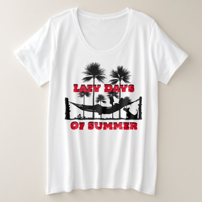 Women's Plus Sized Lazy Days Of Summer T-shirt (Design Front)