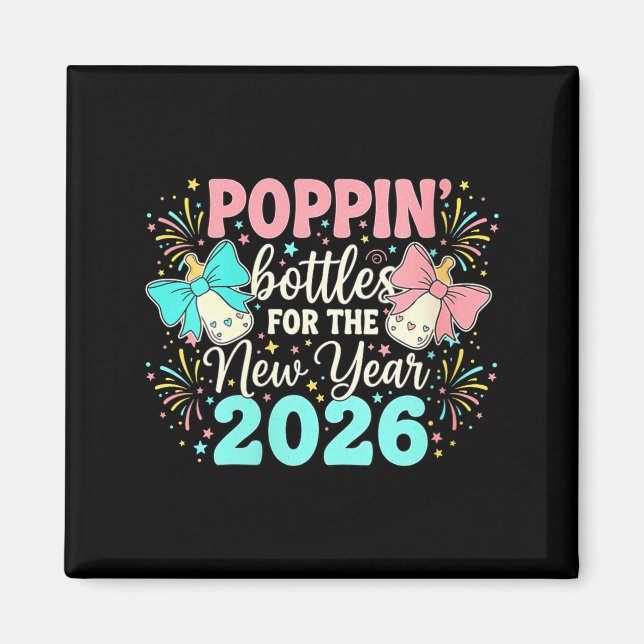 Womens Pn Bottles For The New Year Pregnancy Bow M Magnet (Front)