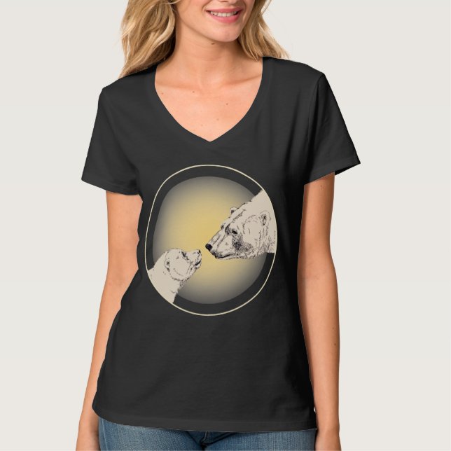 Womens Polar Bear Kiss T-shirt Ladies Bear Art Tee (Front)