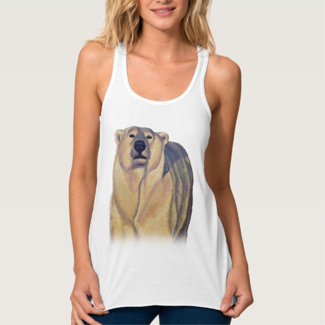Women's Polar Bear Tank Top Shirt Bear Art Tops (Front)