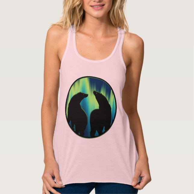 Women's Polar Bear Tank Top Shirt Bear Art Tops (Front)