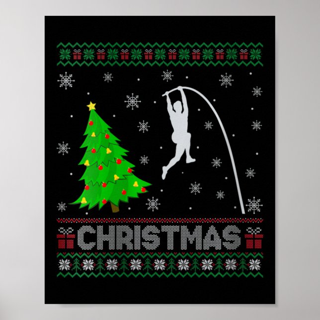 Womens Pole Vault Xmas Tree Lighting Ugly Christma Poster (Front)