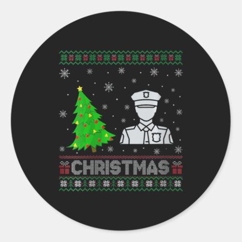 Womens Police Xmas Tree Lighting Ugly Christmas Sw Classic Round Sticker