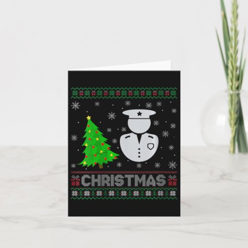 Womens Policeman Xmas Tree Lighting Ugly Christmas Card