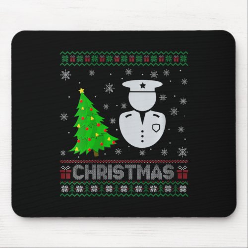 Womens Policeman Xmas Tree Lighting Ugly Christmas Mouse Pad