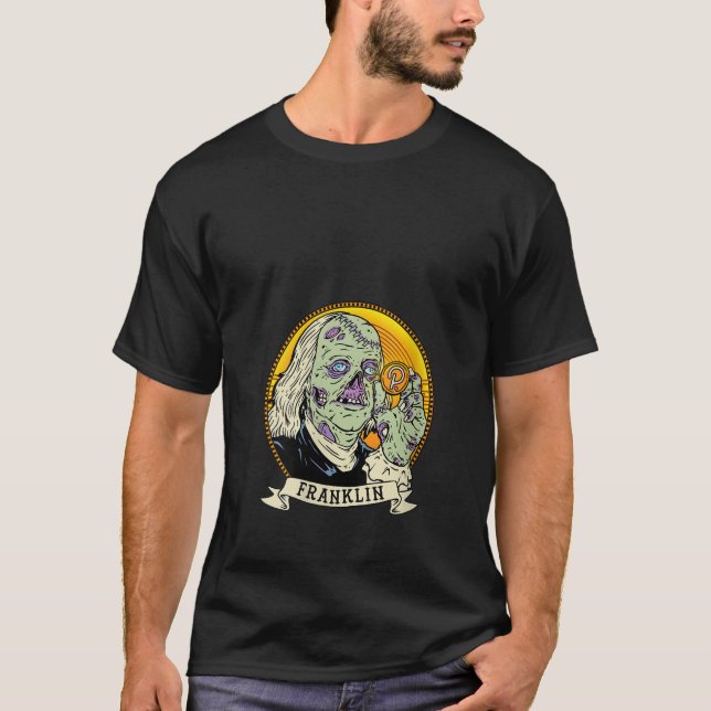 Womens Polkadot Zombie Dollar Ben Franklin Hodl DO T-Shirt (Front)