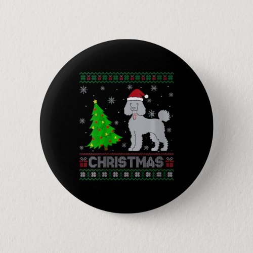 Womens Poodle Dog Xmas Tree Lighting Ugly Christma Button