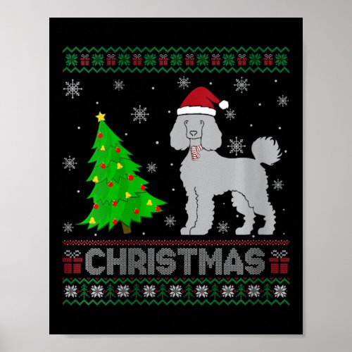 Womens Poodle Dog Xmas Tree Lighting Ugly Christma Poster