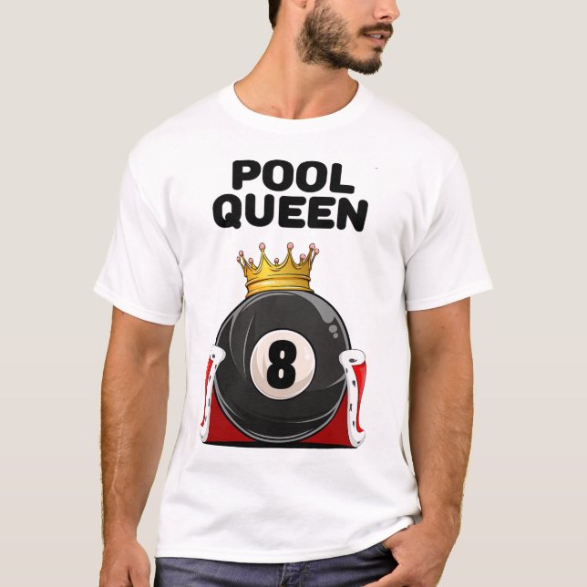 Womens Pool Shirts For Girls Pool Queen White Wome (Front)