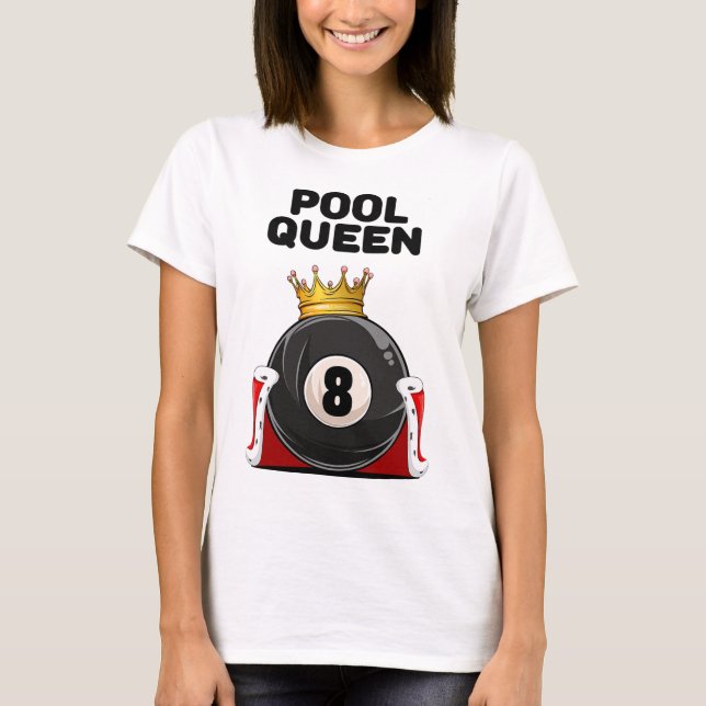 Womens Pool Shirts For Girls Pool Queen White Wome (Front)