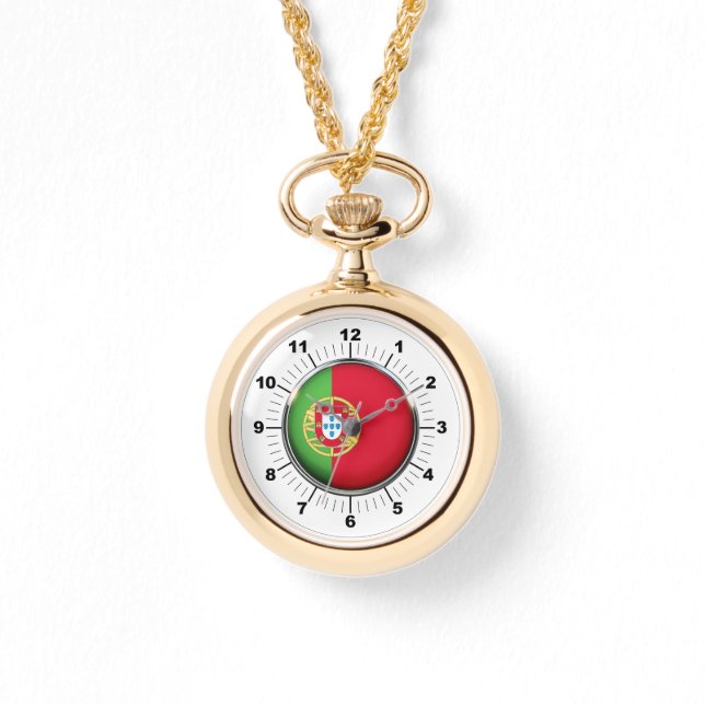 Women's Portugal Flag Wraparound Gold Watch (Front)