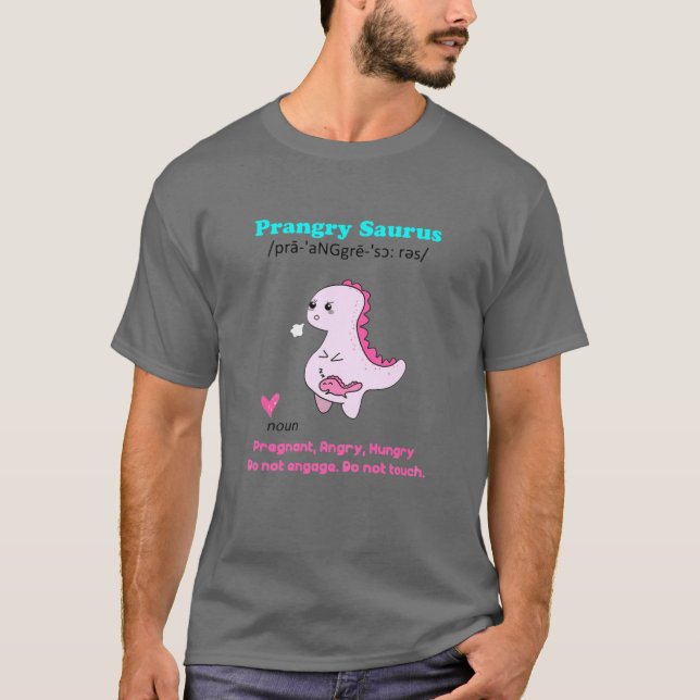 Womens Prangry Saurus Definition Funny Pregnancy T-Shirt (Front)