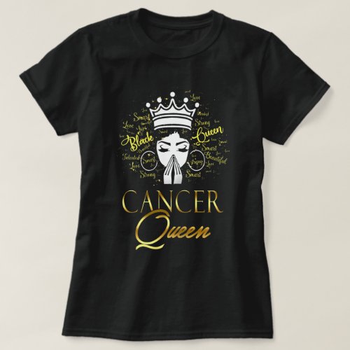 Womens Praying Cancer Queen Black Lives Matter  T_Shirt