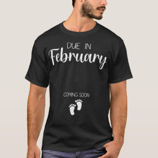 Womens Pregnancy Announcement Due In February Moth T-Shirt