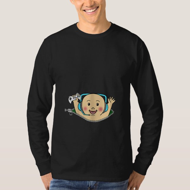 Womens Pregnancy Announcement Gamer Mom Maternity  T-Shirt (Front)