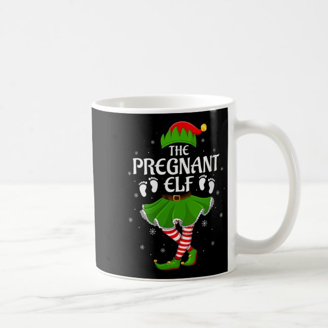 Womens Pregnant Elf Christmas Family Girls Women E Coffee Mug (Right)
