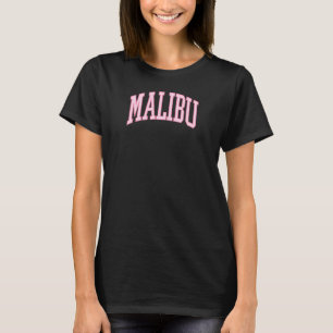Womens Preppy Varsity Pink Malibu California T-Shirt
