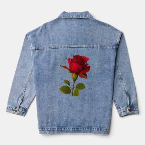 Womens Pretty Rose Flower   Denim Jacket