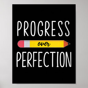 Womens Progress Over Perfection Motivational Back  Poster