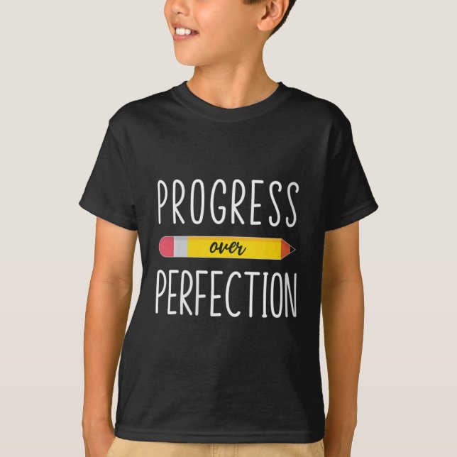 Womens Progress Over Perfection Motivational Back  T-Shirt (Front)