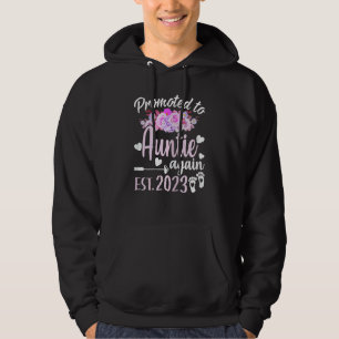 Womens Promoted To Auntie Again 2023 Floral Mother Hoodie