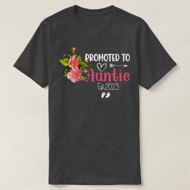Womens Promoted to Auntie Est 2023 Women Floral Fi T-Shirt (Design Front)