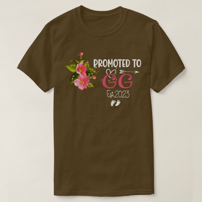 Womens Promoted to GG Est 2023 Women Floral First  T-Shirt (Design Front)