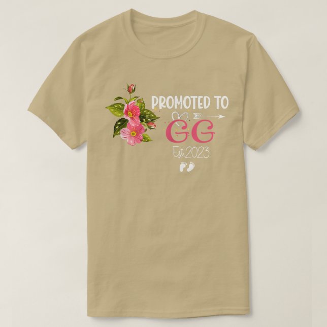 Womens Promoted to GG Est 2023 Women Floral First  T-Shirt (Design Front)