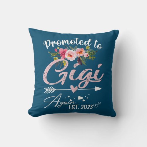 Womens Promoted To Gigi Again 2023 Floral Throw Pillow