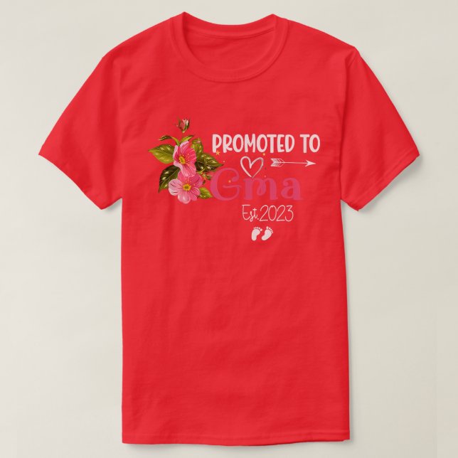 Womens Promoted to Gma Est 2023 Women Floral First T-Shirt (Design Front)